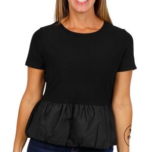 NWT LOVE SCARLETT BLACK BUBBLE HEM TOP SIZE M